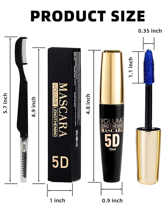 Burgundy Brown Mascara Waterproof, Volume and Length Volumizing Colored Mascara for Eyelashes, Long Lasting Smudge-proof Lengthening Curling Define Eye Lash Tube Máscara with Fiber for Women