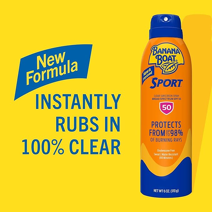 Banana Boat Sport Ultra SPF 50 Sunscreen Spray | Banana Boat Sunscreen Spray SPF 50, Water Resistant, Oxybenzone Free, Sunblock, 6oz each Twin Pack