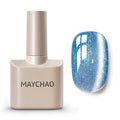 MAYCHAO 15ML Cat Eye Gel Nail Polish 1Pc Blue Glitter Gel Polish with Magnet Soak off Holographic Magnetic Nail Polish for Nail Art Manicure Salon DIY at Home, 0.5 OZ