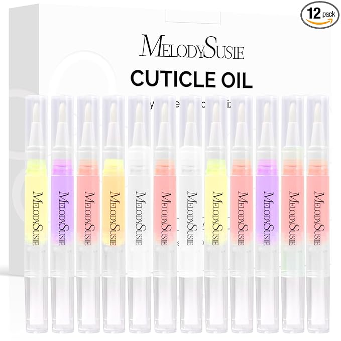MelodySusie 12Pcs Cuticle Oil Pen Set,Nail Moisturizing Cuticle Oil Enriched with Vitamin E,Softens and Repairs cuticles,Nail Strengthener,Protects Damaged Skin,Thin Nails
