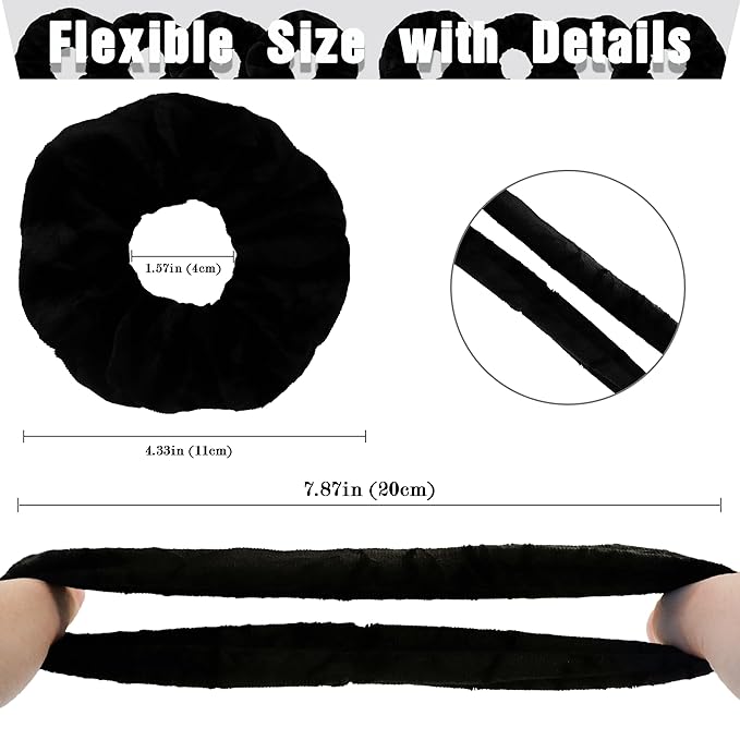12 Pcs Scrunchies for Women, Premium Velvet Soft Scrunchies, Black Elastic Hair Bands, Bulk Hair Ties for Girls and Suitable for Various Occasions(Classic Black)