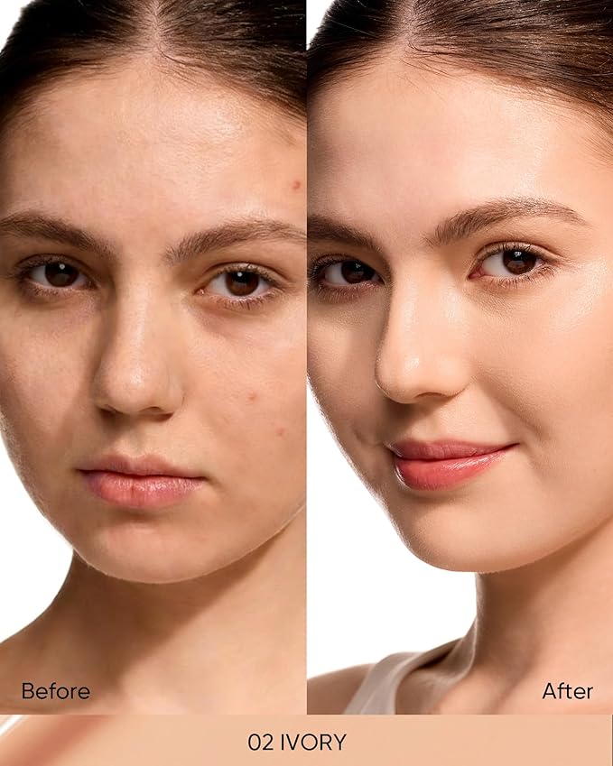 SKINTIFIC Full Coverage Cushion Foundation #02 Ivory| Satin Glow Finish, Oil-Control & Waterproof, Buildable Tattoo Cover Cushion for All Skin Types