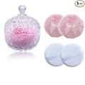 5 Pieces Large Body Powder Puff and Powder Container, Crystal Case for Dust Puff, Powder applicator with Box for Face and Body (Clear, Crown)