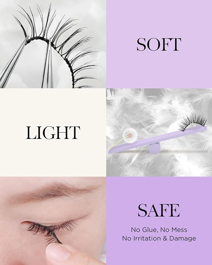 BEYELIAN Magnetic Eyelashes with Applicator, Soft Magnetic Lashes Natural Look Comfortable & Secure Fit Easy to Apply Reusable CS104-2