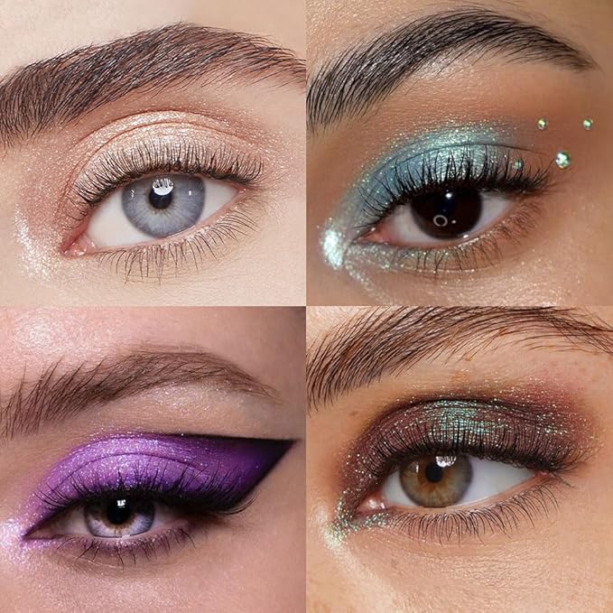 AMY'S DIARY Color Eyeshadow Palette Eye shadow Makeup,White Purple Eyeshadow Shiny Sparkle Shimmer Glitter Eyeshadow Waterproof Pallete,royal blue Glitter Blue Eye Make Up (01#)