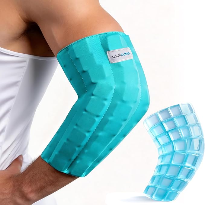 Elbow Ice Pack Wrap for Tendonitis & Tennis Elbow, 2 Hours Long Lasting Cold Compression Flexible Ice Pack Sleeve, Pain Relief for Golfers Arm, Arthritis, Injuries