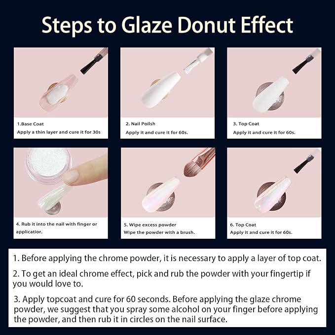 Allstarry Glaze White Chrome Nail Powder Metallic Sheer Donut Effect Aurora Magic Nail Glitter Powder Transparent Glossy Powders Ice Aurora Dust for Nail Art Decoration Resin Craft