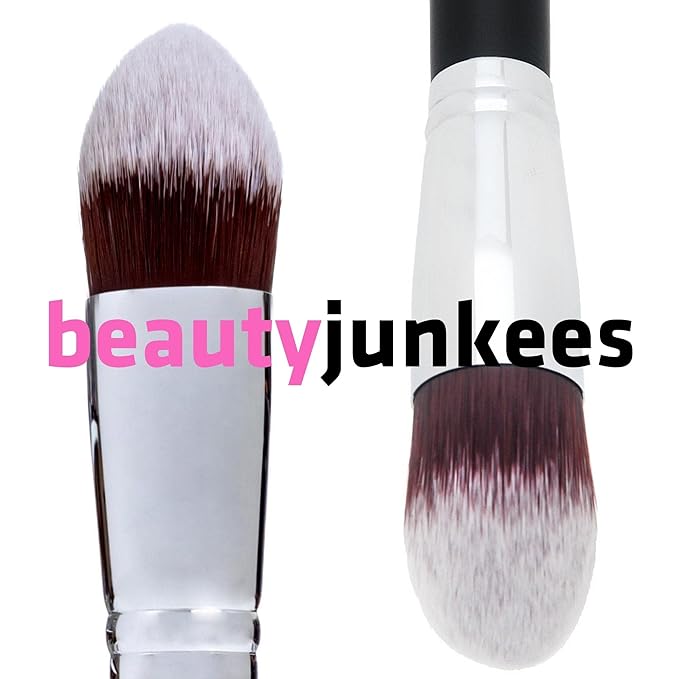 Under Eye Concealer Brush - Beauty Junkees Tapered Kabuki Brush with Soft Synthetic Bristles for Concealing, Blending, Setting, Buffing with Powder, Liquid, Cream Cosmetics, Vegan Makeup Brushes