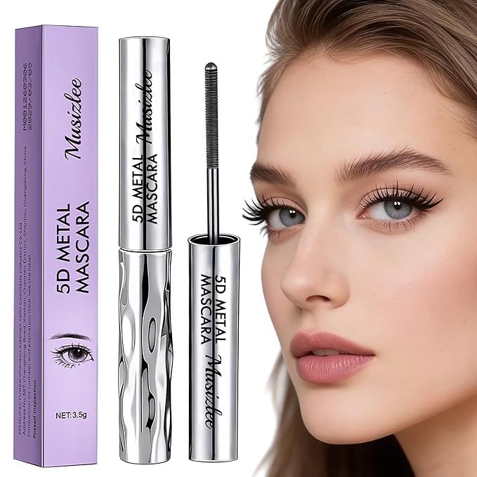 Iron Wand Mascara with Metal Wand, Long Lasting Waterproof Mascara, Black - Volumizing & Lengthening - 5D Curling - Smudge Proof - Washable Mascara for Dramatic Volume & Length