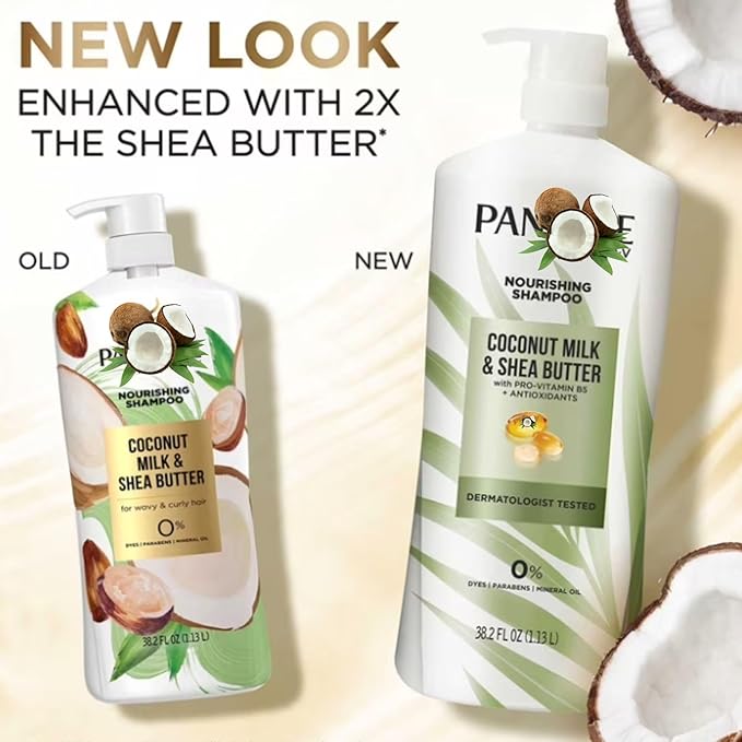Shea Butter and Coconut Milk SHAMPOO, 38.2 fl oz - Moisture for Curly, Wavy & Dry Hair - Nourishing, Frizz Control, Sulfate-Free Shampoo for Shine & Softness