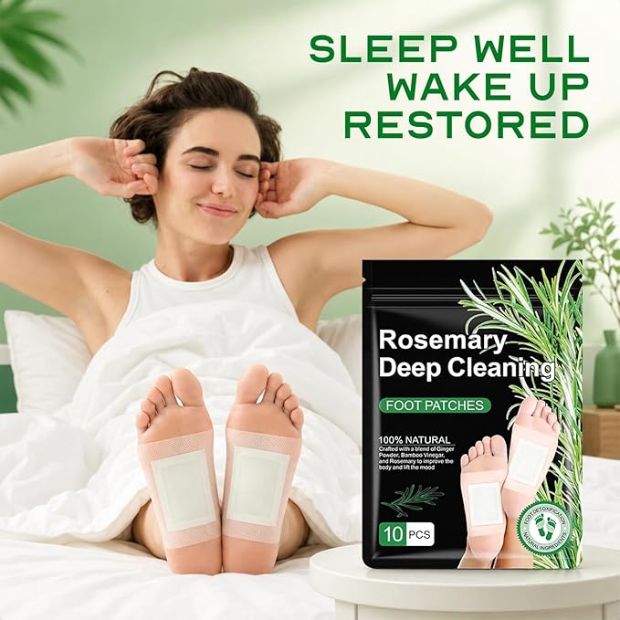 Natural Rosemary Foot Patches with Bamboo, Ginger, Vinegar, Charcoal | 30 Count | Pack of 3
