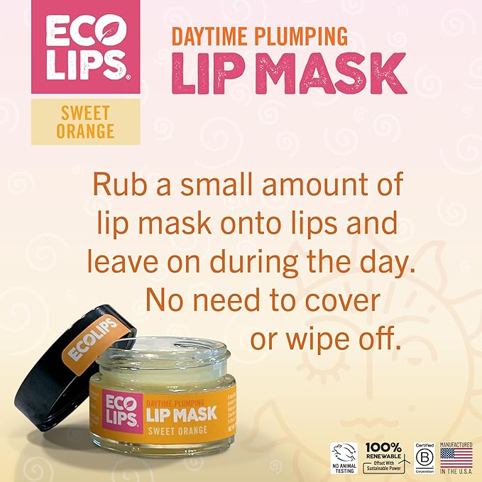 Eco Lips Daily Plumping Lip Mask with Hyaluronic Acid + Organic Vanilla Bean Sugar Lip Scrub 2-Pack 100% Natural Made in USA