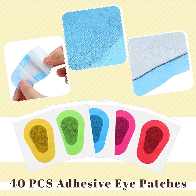 Panitay 40 Pcs Adhesive Eye Patches for Adults Eye Patch for Disposable Breathable Amblyopia Lazy Adhesive Bandages for Men(3.3 x 2.3 Inch,Colorful)
