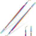 Chumia 2 Pieces 2 in 1 Lash Lift Tool Eyelash Separator Tool with Comb Stainless Steel Metal Lash Perm Lift Rods for Eyelash Eyebrow Comb Perming Tinting Curling Extension Supplies(Multi Color)