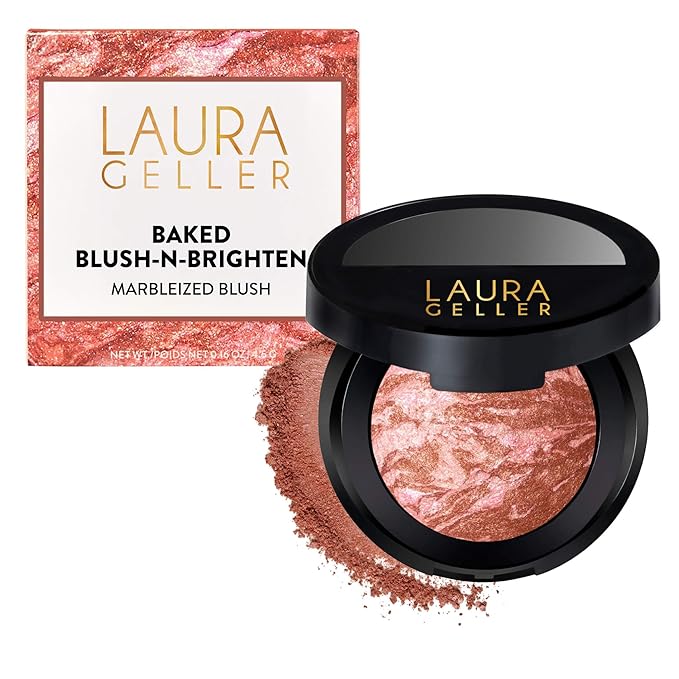 LAURA GELLER NEW YORK Baked Blush-n-Brighten for Mature Skin - 06 Sunswept - Powder Blush Won't Settle into Fine Lines - Buildable Natural Finish – Longlasting Formula - Made in Italy