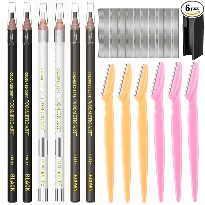 KAIQIKAIXI 6Pcs Multicolor Waterproof Eyebrow Pencils Makeup Set For Marking, Filling And Outlining, Tattoo Makeup And Microblading Supplies Kit-Hard Refills Are Easy To Color (colour)