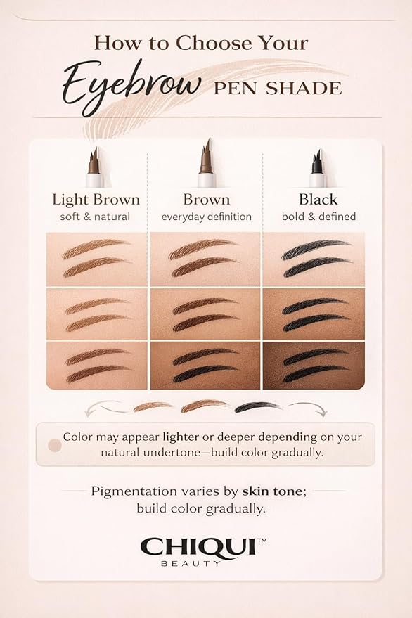 Chiqui Filler Eyebrow Pen - Natural, Long lasting, Waterproof, Vegan. Flawless Natural-Looking Brows. Perfect for Alopecia, Eyebrow Gaps, Sparse patches, Thinning Eyebrows, Over-Plucked Areas