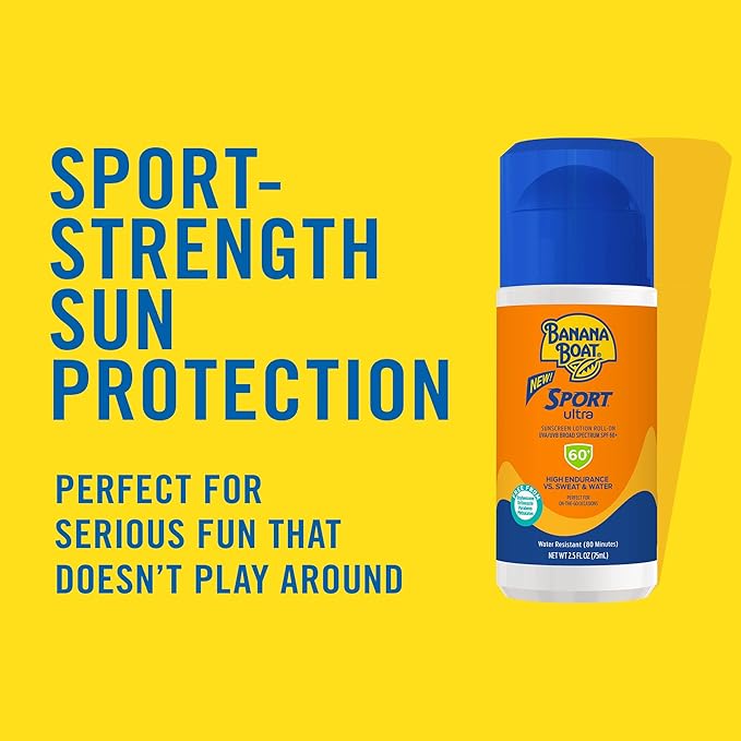 Banana Boat Sport Ultra SPF 60 Roll On Sunscreen, 2.5Fl Oz | Travel Size Sunscreen Roller, Roll On Sunblock SPF 60, Oxybenzone Free, Water Resistant, 2.5Fl Oz