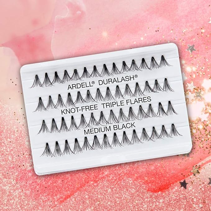 Ardell Triple Individual Lashes False Eyelashes, Knot-Free, Medium Black, DIY Lash Clusters, Natural-Looking Eyelash Extensions, 4 Pack