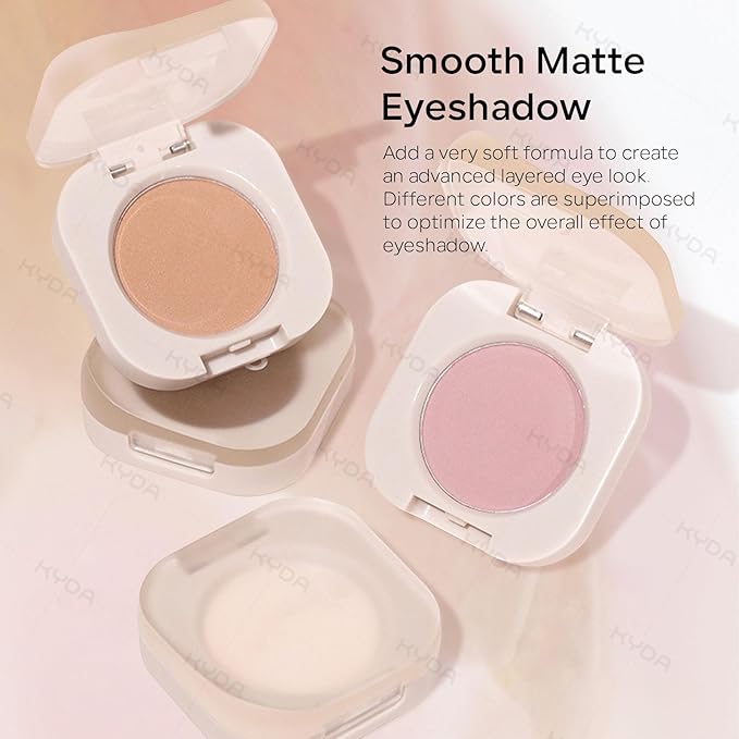 KYDA Peach Matte Single Eyeshadow, Warm Peach Eyeshadow for Eyes and Cheeks, Ultra-fine Lightweight, Crease-proof High Pigmented Formula, Korean Mini Eyes Makeup, Autumn Apricot