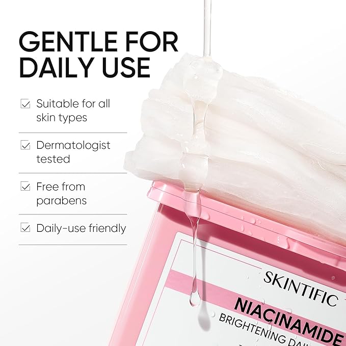 SKINTIFIC Niacinamide Brightening Daily Sheet Mask, 10-Min Facial Mask with Tranexamic Acid & Rice Extract, Hydrating & Smoothing for Even Tone and Radiant-Looking Skin (400g,30 sheets)
