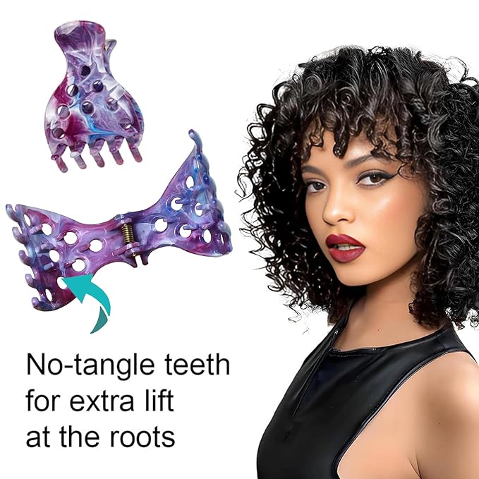 10 PCS Hair Volume Clip for Thick Hair, Root Clips for Curly Hair Volume,Purple Pink Claw Clips for Women Root Lifting for Curl