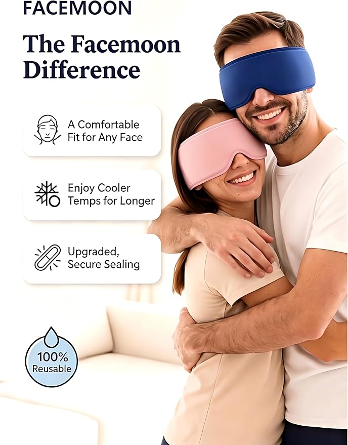 Cooling Eye Mask for Spa Care - Ultra-Flexible Ice Gel for Morning Depuffing & Dark Circles - 360° Eye Coverage - Luxury Self-Care Gifts - Cold Compress for migraines - Reusable Comfortable Pink
