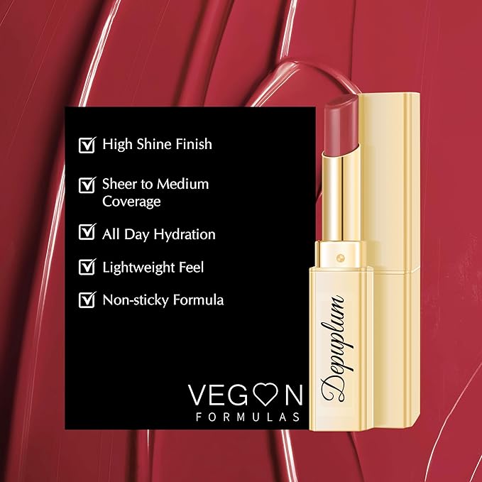 Depuplum Cherry Red Lipstick for Women Moisture Lip Gloss Tinted Lip Balm Sheer Lipsticks for Mother's Day Nourishing Hydrate Glossy Lipstick for Dry Lips,DM98 Cherry Plum