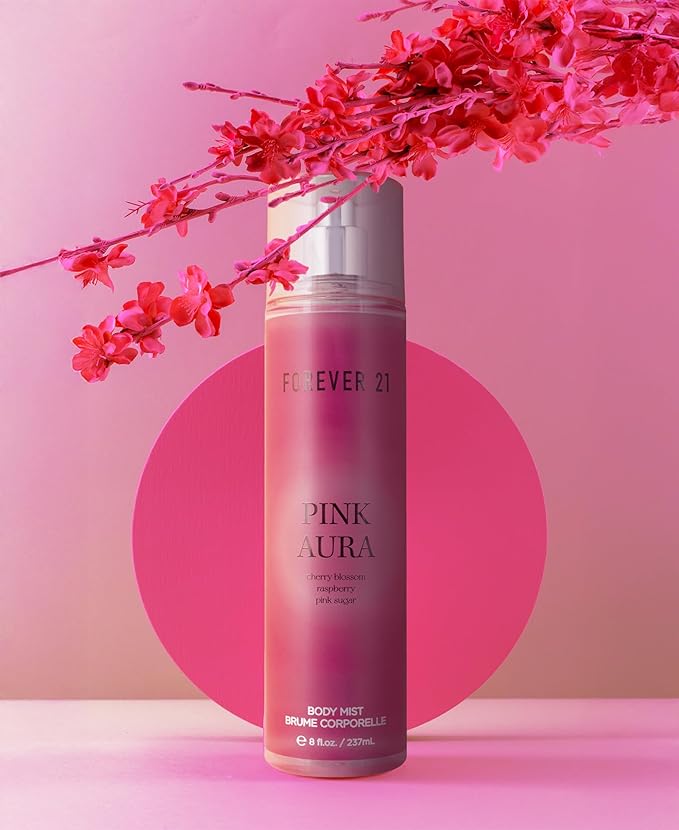 Forever 21 Pink Aura Body Spray Mist | Lightweight & Flirty Everyday Scent | Sweet Body Spray with Cherry Blossom Top Notes, Raspberry and Pink Sugar | 8 fl. oz.