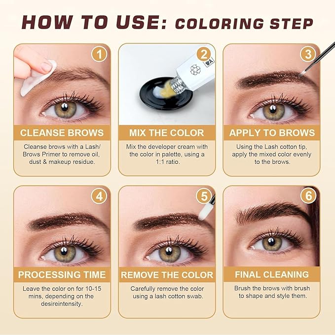 Eyelash & Eyebrow Color Kit, 2 in 1 Professional Lash & Brow Color Kit, Easy to Use with Natural Results, DIY Hair Coloring Eye Lash & Eye Brow Set for Beginner Salon Beauty 7ml (Coffee/Dark Brown)