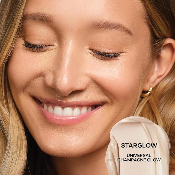 Saie Glowy Super Gel Duo - Illuminating Makeup Primer + All-Over Liquid Highlighter Gel for Dewy, Glass Skin - Vegan Skin Care Infused Glow Serum with Squalane Oil - Sunglow + Starglow (1 Oz, 2 Pack)