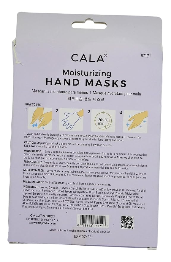 Cala Moisturizing hand masks 3 count, 3 Count