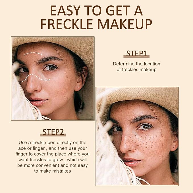 Erinde 2PCS Freckle Pen, Natural Lifelike Freckle Makeup Pen Magic Freckle Color, Waterproof Longlasting Soft Dot Sopt Pen for Natural Effortless Sunkissed Makeup, Dark Brown