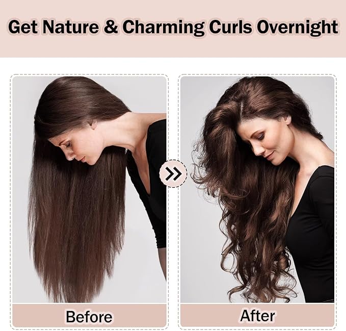 Heatless Hair Curler,Blowout Heatless Curls Overnight,No Heat Curling Rod Set with Satin Bonnet for Sleep in,5