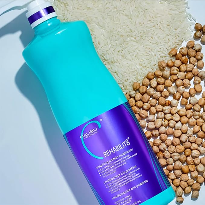 Malibu C REHABILIT8 Smoothing Protein Conditioner (1 Packet) - Replenishes Hair Protein & Amino Acids to Prevent Breakage - Hydrating Conditioner for Damaged Hair
