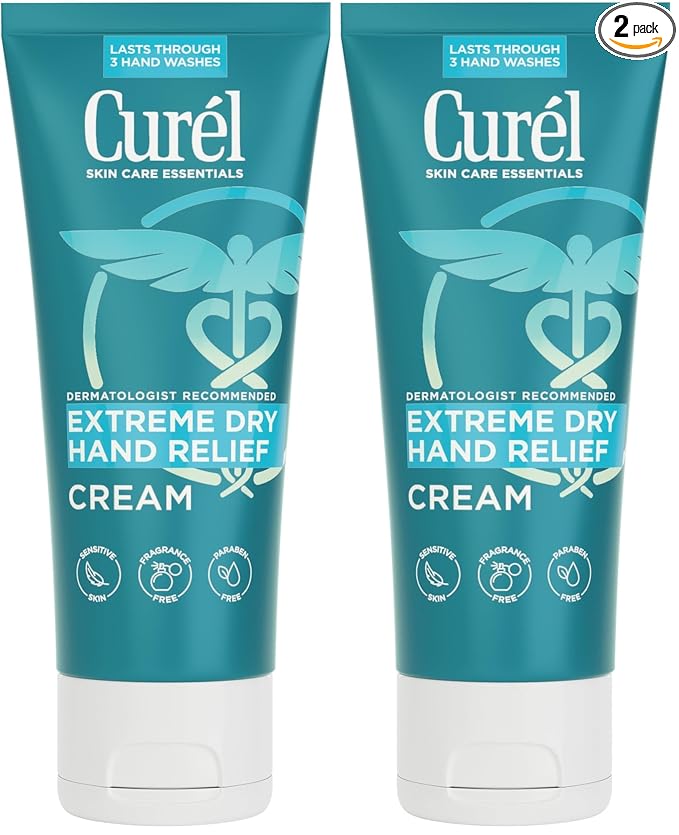 Curel Extreme Dry Hand Dryness Relief, Travel Size Hand Cream, Easily Absorbed for Long-Lasting Relief after Washing Hands, with Eucalyptus Extract, 3 Ounces (Pack of 2)