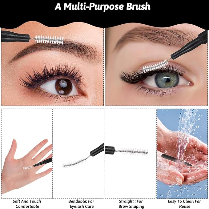 50 PCS Brow Lamination Brushes for Eyebrows, Lamination Spoolies, Disposable Micro Brushes for Brow, Spoolies for Eyebrows and Eyelashes (Black, White)