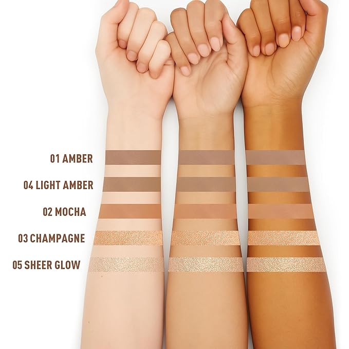 FV Cream Contour and Highlighter Stick - Highly Pigmented & Blendable for a Sculpted, Natural Glow | Waterproof & Long-Lasting Finish | Perfect for On-The-Go Makeup, 04 Light Amber & 03 Champagne
