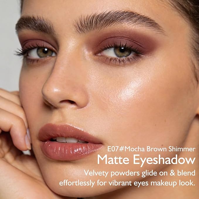 Mocha Brown Eyeshadow Palette, Single Shimmer Eye Shadow Palettes High Pigment Neutral Eyeshadow, Compact Pressed Powder Cream Eye Shadow for Older Women Makeup Sombra De Ojos