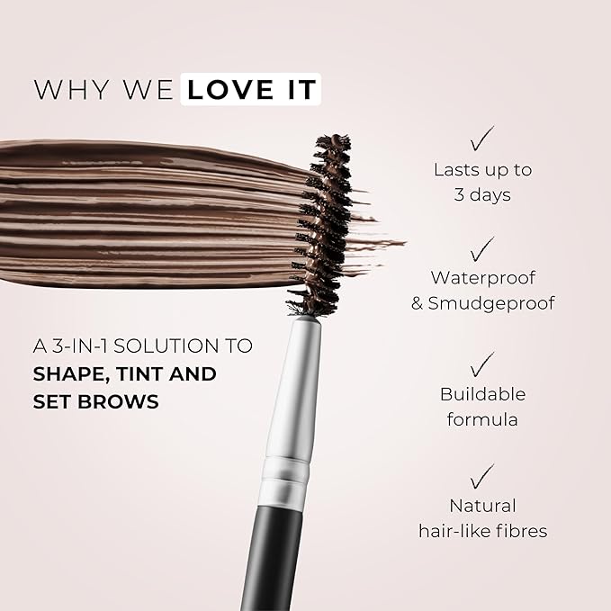 WUNDERBROW Eyebrow Gel, Waterproof, Smudgeproof, Long Lasting, Shade: Deep Black/Brown, Vegan and Cruelty-Free