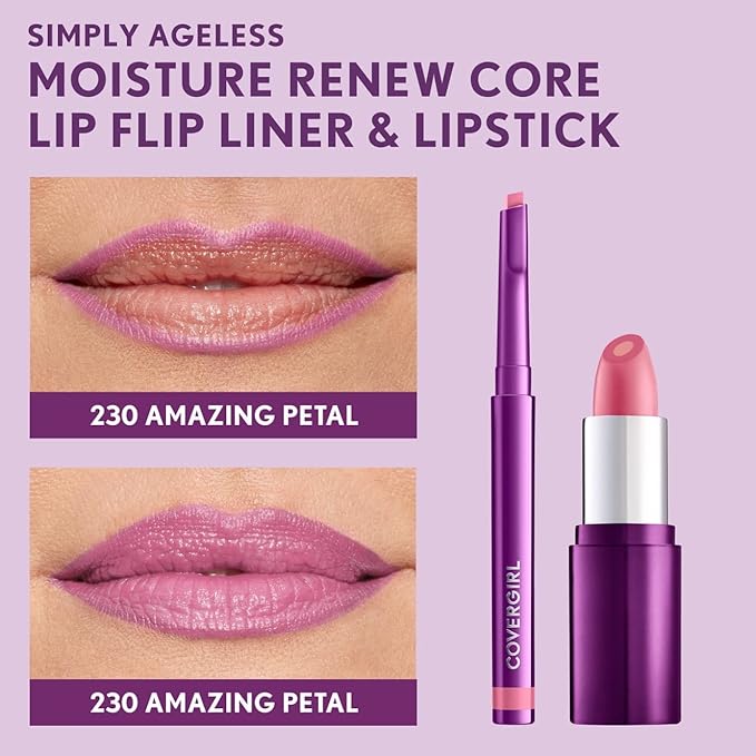 COVERGIRL Simply Ageless Lip Flip Liner, Amazing Petal, Pack of 4