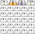 Tessco for you 24 Pack Plastic Jars with Lids Labels Multiuse Slime Containers Empty Body Scrub Jars Round Refillable Cosmetic Body Butter Container for Makeup (5 oz,Clear,Silver)