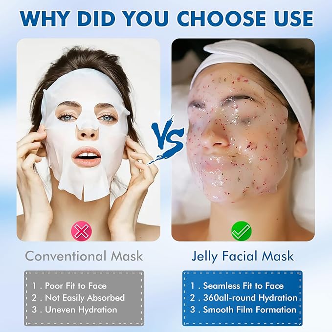 Jelly Mask Powder for Facials, Hyalorunic Acid Moisturizing Jelly Face Mask, Professional Peel Off Hydro Face Mask Powder for Fight Fine Lines