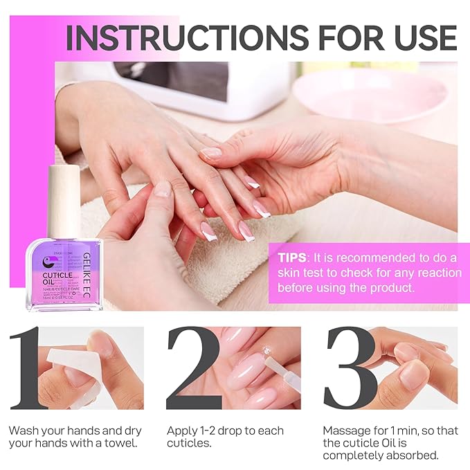Gelike EC Nail Cuticle Oil - Lavender Scent Dual Color Nail Moisturizing With Jojoba Vitamin B & E for Nail Bed ＆ Damaged Nails Repair Treatment - Cuticle Cream for Nail Growth and Strength(16ml)