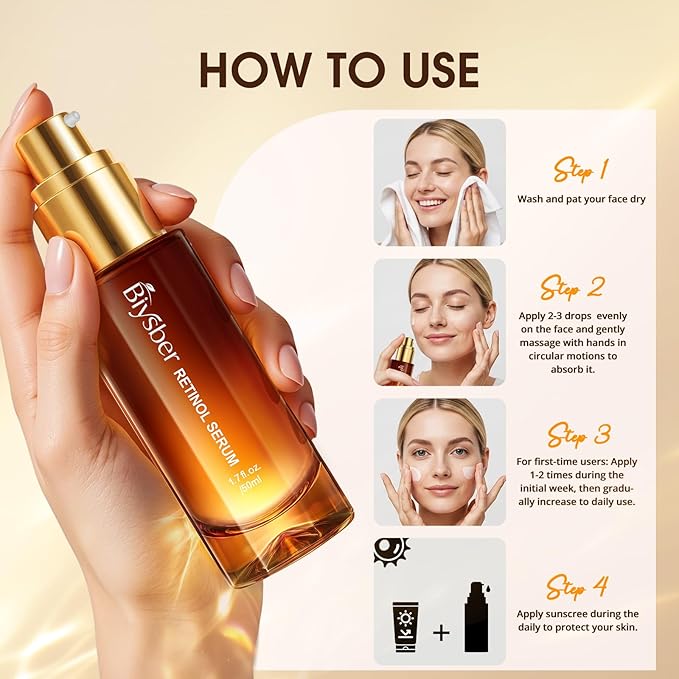 Retinol Collagen Serum for Face: Anti Aging & Anti Wrinkle Repair Peptide Serum with Boost Hydration Formula - Day/Night Facial Firming Neck Plump Skin Care for Women/Men (1.69 Fl Oz)