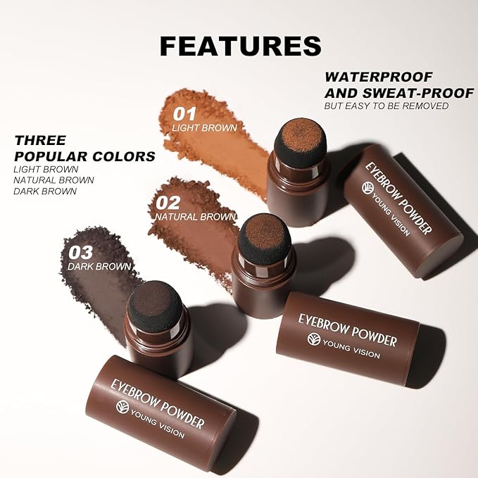 YOUNG VISION Eyebrow Stamp Color Set, Eyebrow Colors Shaping Kit, Long-Lasting Eyebrow Pomade for Women Girl, Cruelty-Free plantillas para la cejas (dark brown)