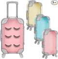 Honeydak 3 Pcs Mini Plastic Suitcase False Eyelashes Tray Luggage Trolley Candy Box Clear Suitcase Packaging Case Party Favor Box for Party Wedding Family Vacation Jewelry Cosmetic Hairpins Storage