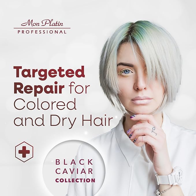 Mon Platin Professional Hair Mask, 500ML - Deep Conditioning for Dry, Colored, Damaged Hair with Black Caviar & Natural Silk Protein, SLS/Salt Free