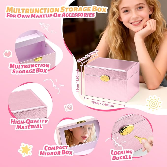Color Nymph Girls Makeup Kit For Teens Girls | All In One Makeup Set with Lockable Storage Box, Built-in Mirror, Eyeshadow, Blush, Contour, Highlighter, Lipgloss, Lipliner, Eyeliner, Lip Balm