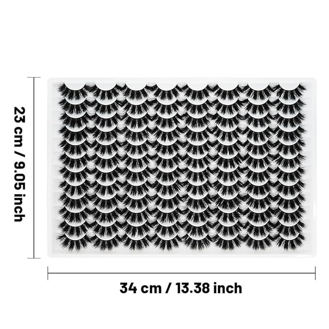 Azenlo False Eyelashes 48 Pairs Faux Mink Lashes 14mm Wispy Lashes 3D Fluffy Cat Eye Lashes Pack Bulk Wholesale Strip Lashes(style 48-034)